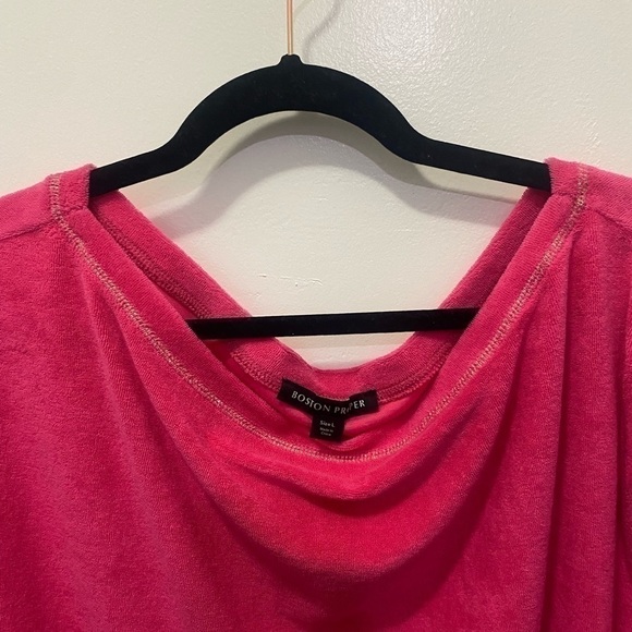 Boston Proper Terry Cloth Hot Pink Pull Over Sweater - Picture 7 of 9